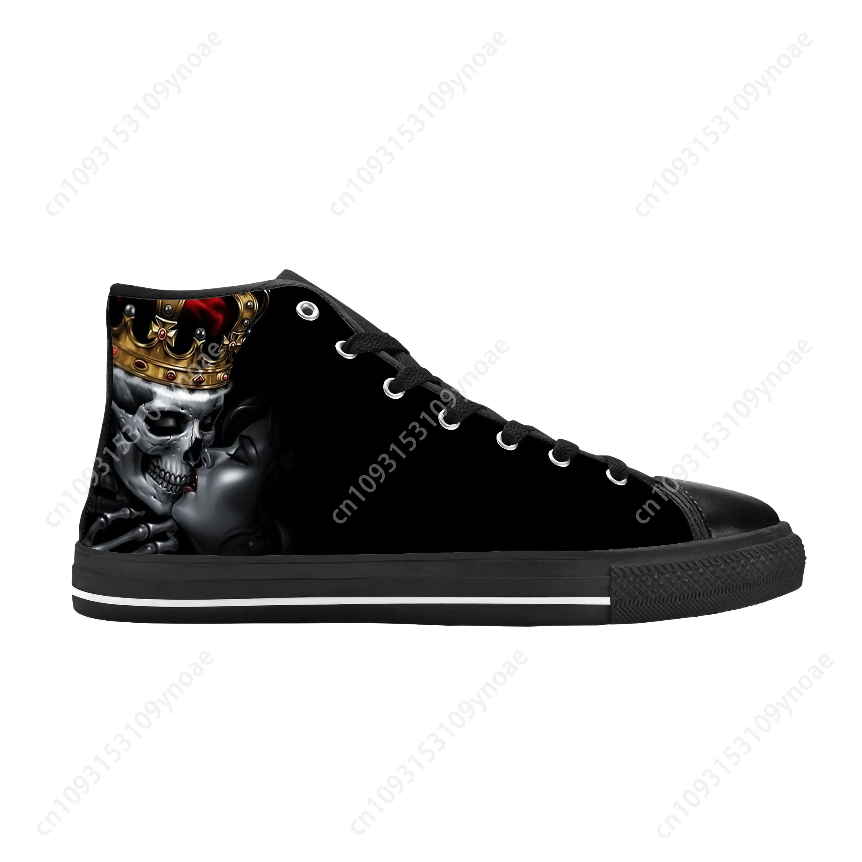 

Hot Queen King Poker Skull Sketelon Horror Rock Cool Casual Shoes High Top Comfortable Breathable Print Mens Womens Sneakers