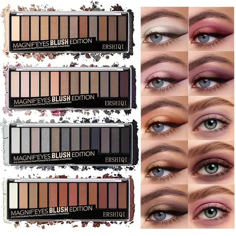 Ombretto ErshiQI a 12 colori con glitter perlescenti, opachi e fini