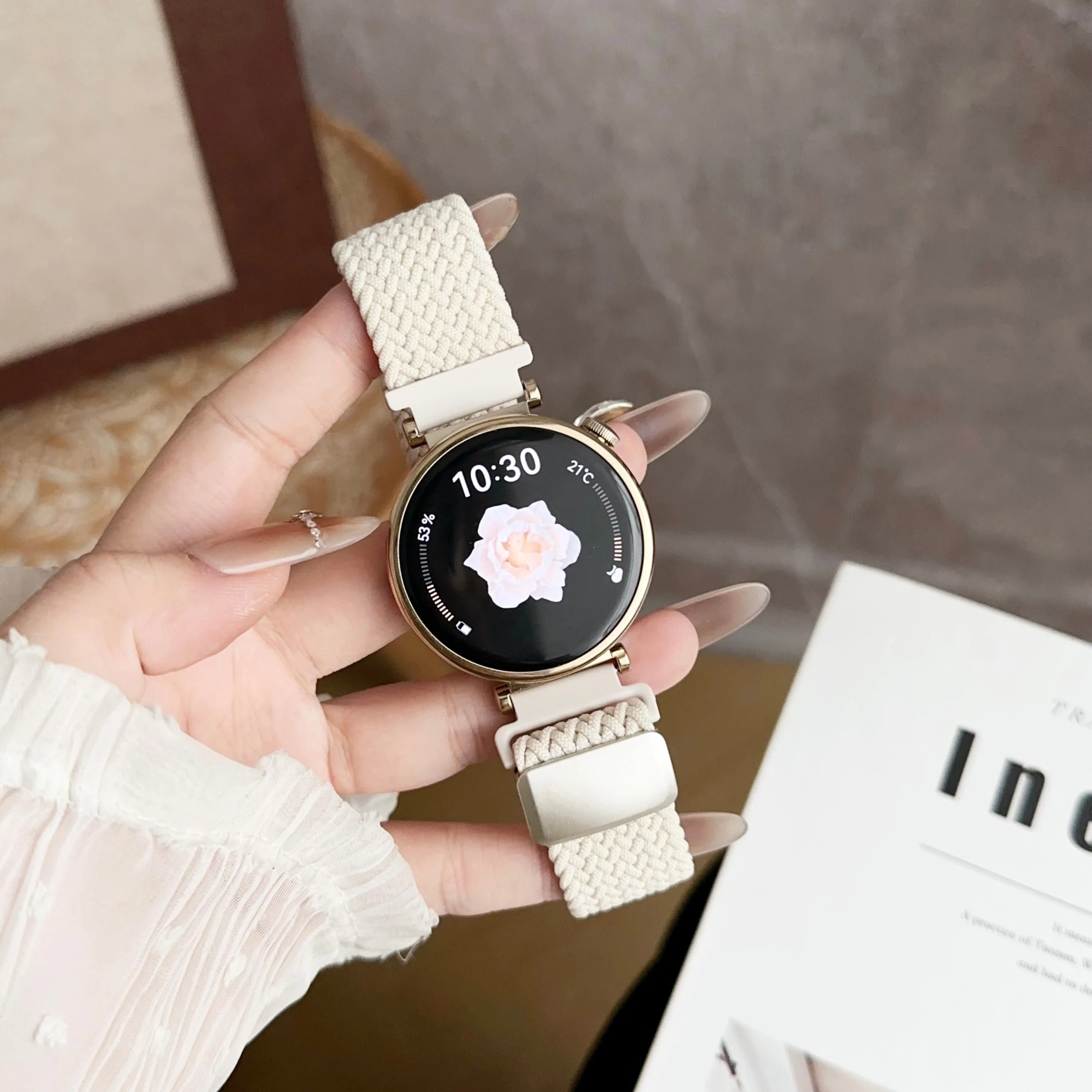 Tali Jam Nilon Gesper Magnetik, Cocok untuk Tali Tenun Multiwarna Samsung Galaxy 18Mm/20Mm/22Mm, Kompatibel dengan Jam Tangan Samsung Galaxy 4/5/6 40Mm, Tali Elastis yang Dapat Disesuaikan