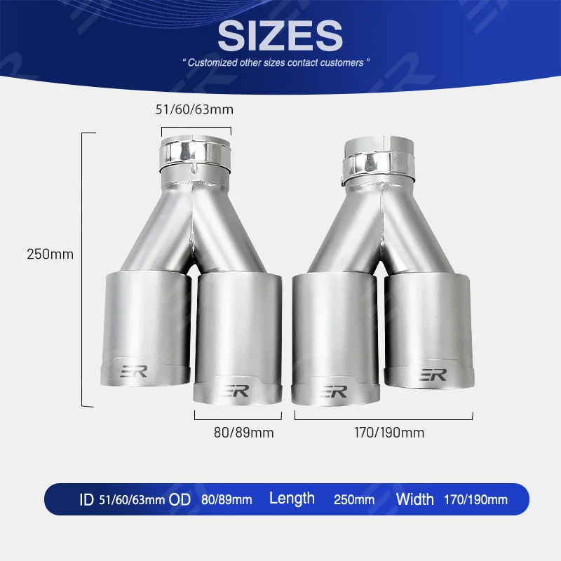 ER Exhaust Tip Frosted Silver Stainless Steel For BMW Series Car Pipe Modify Automobile Parts Nozzle Muffler Tip Car Decoration