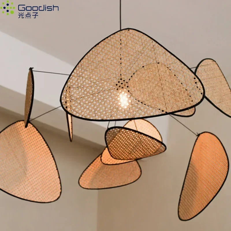

Wabi Sabi Bamboo Rattan LED Pendant Lights Japanese Lustre Lamps for Living Dining Room Hotel Lobby Home Decoration Chandelier