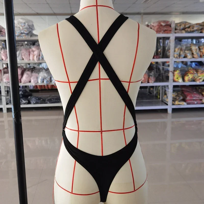 Bañador Halter de una pieza para mujer, traje de baño con espalda descubierta cruzada, de corte alto Monokini Sexy, ropa de playa, 2024