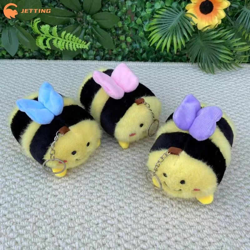Porte-clés en peluche petit insecte Animal, 1 pièce, poupée créative en peluche, pendentif de sac, mignon escargot abeille, cadeau d'anniversaire