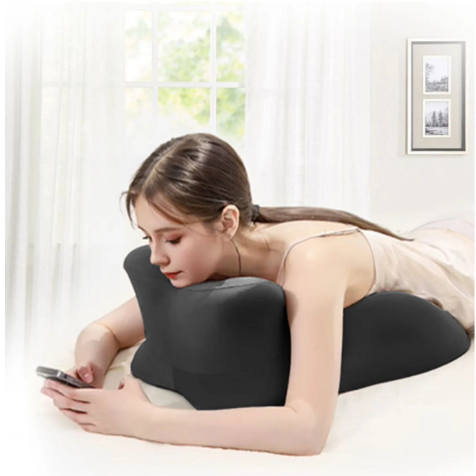 Head of Bed Pillow 59x46x24 cm Cervical Curve Corrector with Zoned Support for Backrest Prone Sleeping Leg Rest - Neck