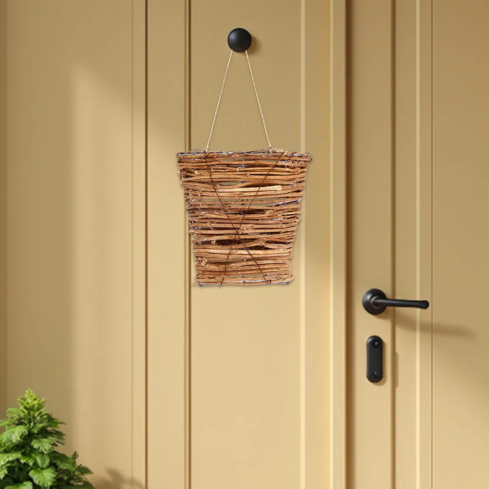 

2 шт. настенных подвесных корзин из ротанга, плетеные вручную, для цветов, натуральные плетеные кашпо для дома, улицы, сада, патио