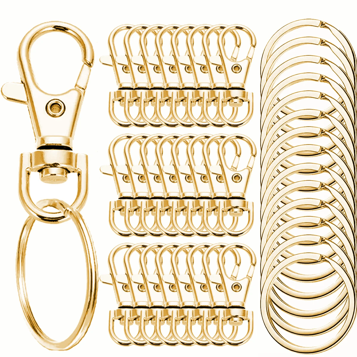 20/40/60/80/100 Stück Schlüsselanhänger-Haken mit Schlüsselanhänger, Schlüsselanhänger-Clip-Haken mit flachem Ring für Schlüsselband, Schmuckherstellung, DIY-Handwerk