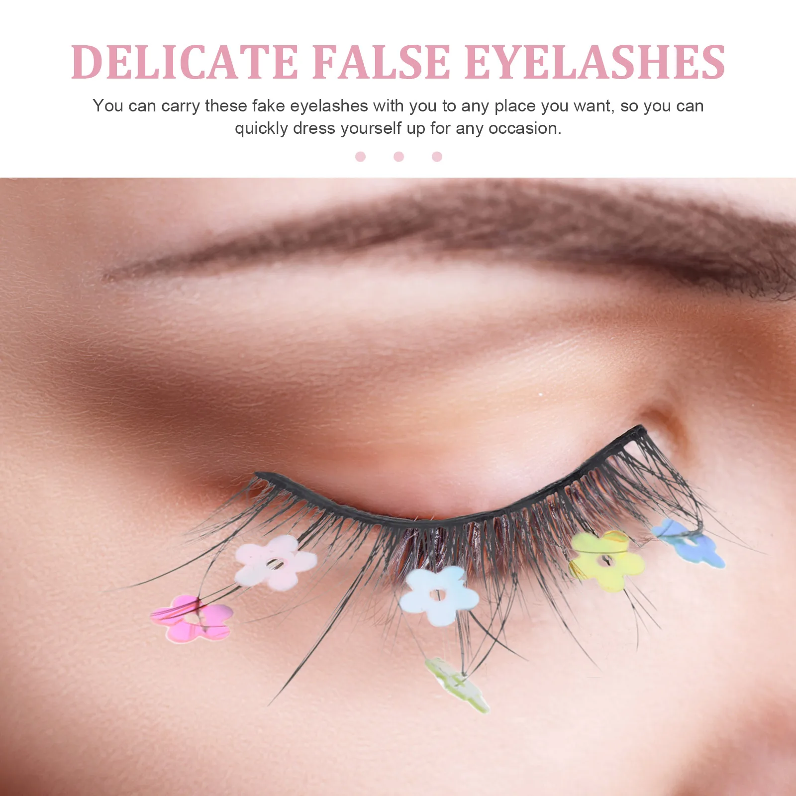 

3 Pairs False Eyelashes Sequin Colored Natural Brown Extensions Fake Lashes Lightweight Artificial Material Comfortable Glamour