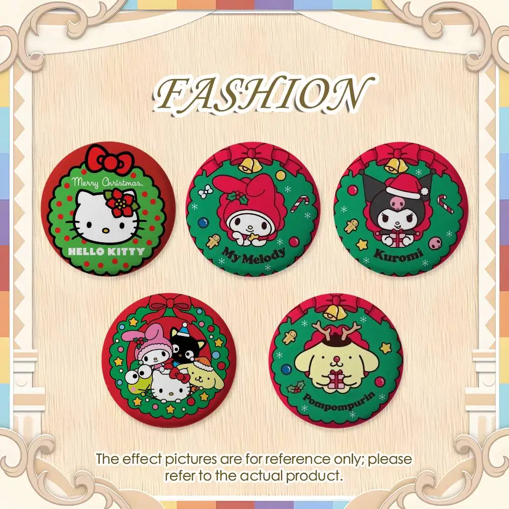 

Melody Kuromi Kitty Christmas Badges Round Exquisite Badge Brooches Creative Pins For Clothes Hat Backpack Gift Accessories