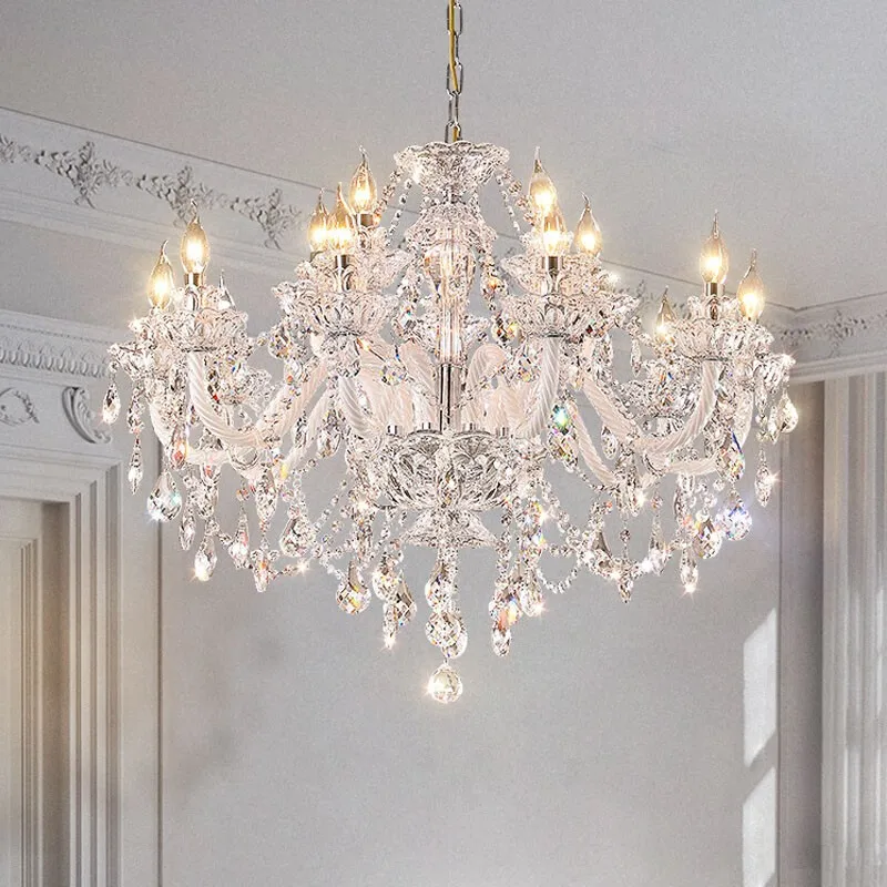 

French chandelier light luxury duplex villa European style living room lamp bedroom wedding atmosphere crystal chandelier