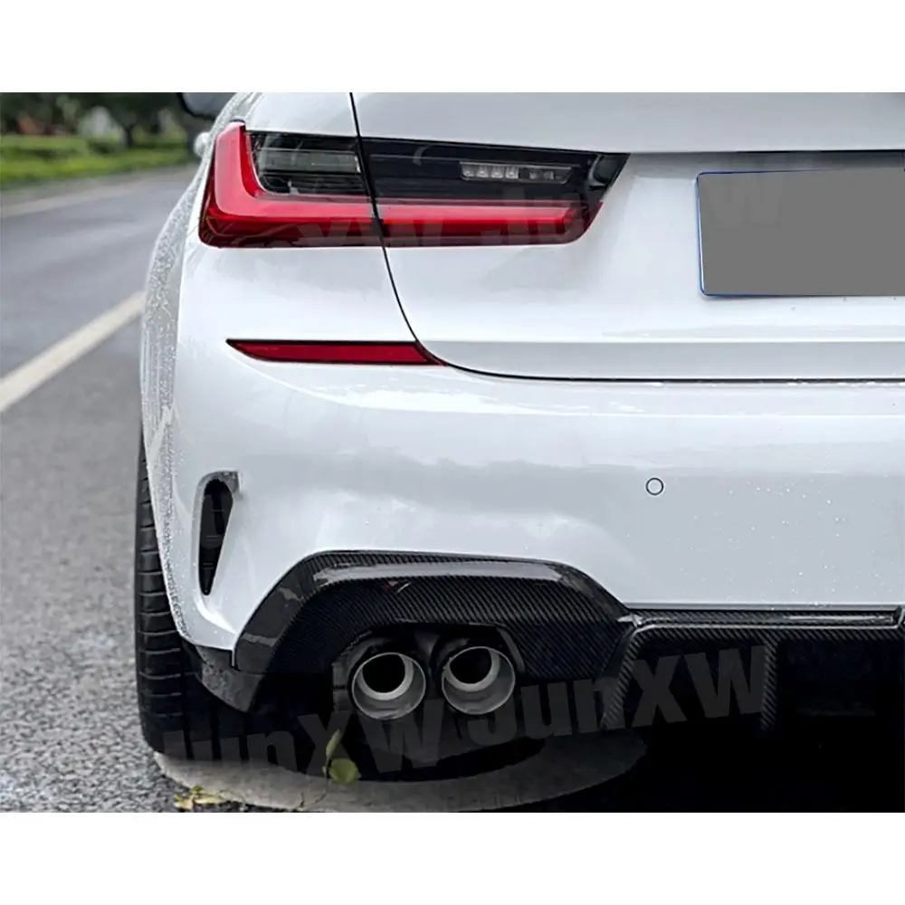 Carbon Fiber Rear Bumper Splitters Lip With LED Light for BMW G20 G28 M Sport M340i 2020 - 2022 Car Body Styling Accessories