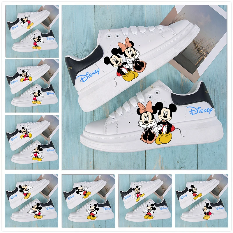 Disney Mickey Printed Shoes Anima Shoes Adult Children Boys Kids New Year Gift Cartoon Shoes Cute Casual Sneakers for Girl Gift