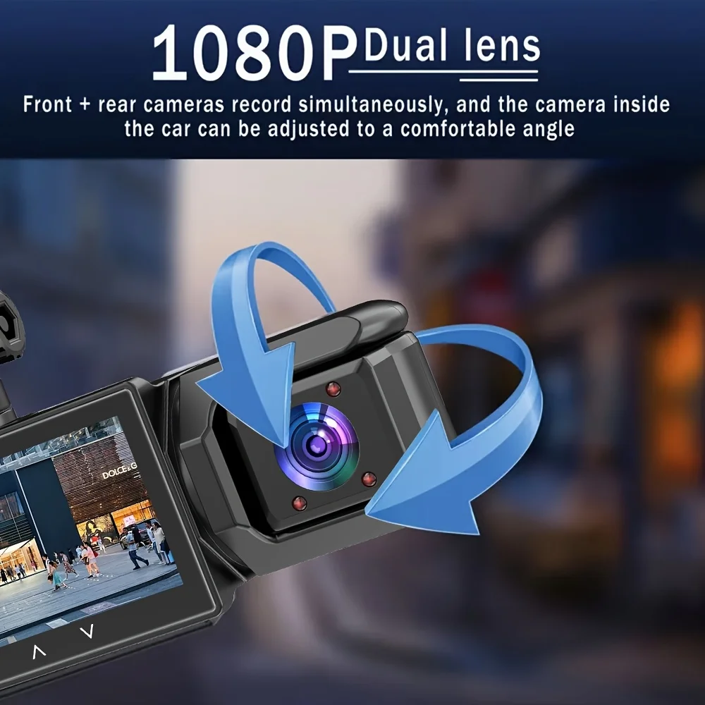 3 Cameras Dash Cam 1080P Front and Rear View Camera Night Vision Parking Monitor Car DVR 3way Car Video Recorder With Gift