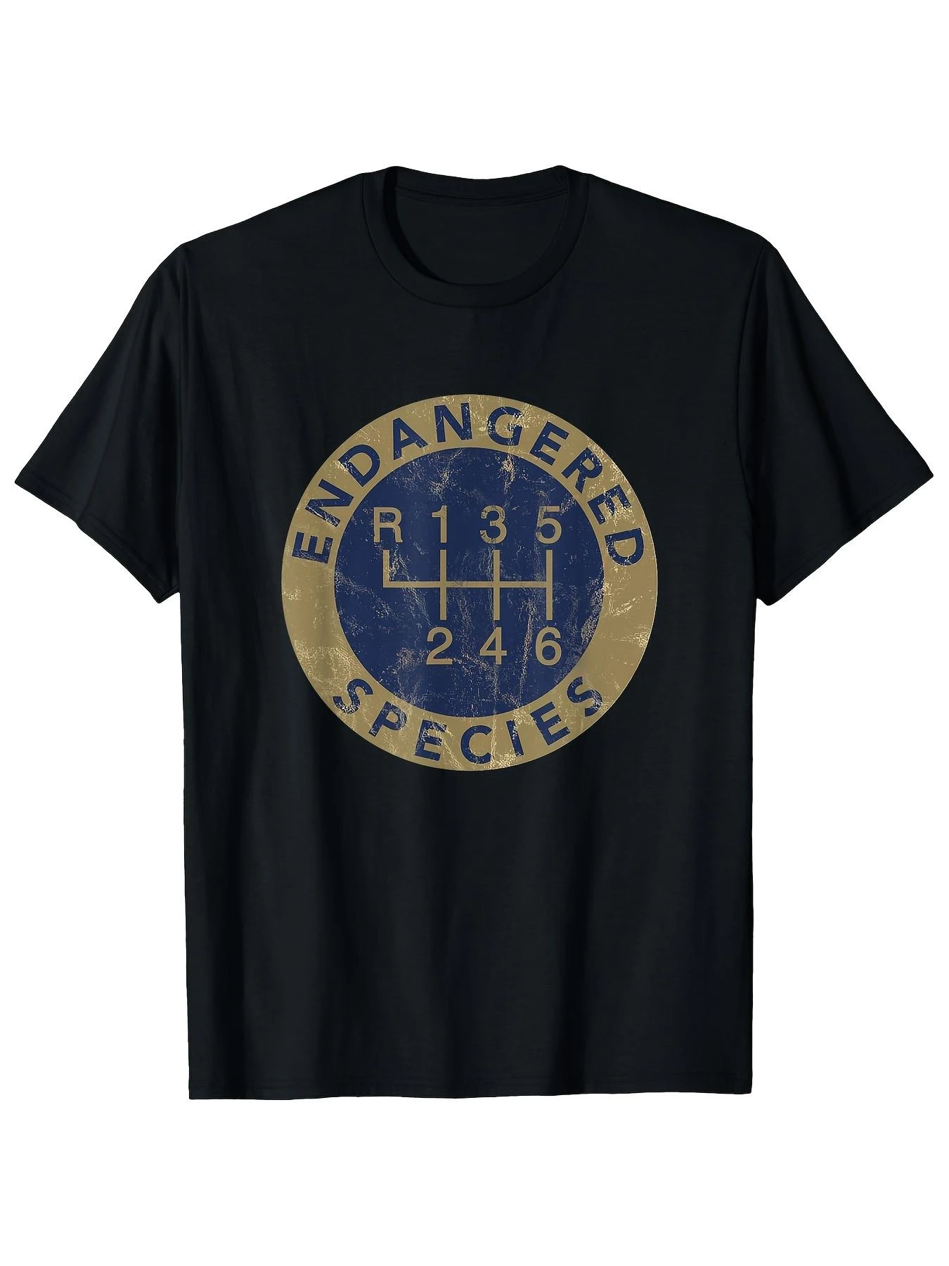 Men'S Casual T-Shirt with Endangered Species Graphic, Short Sleeve Round Neck Summer Tee for Manual Transmission