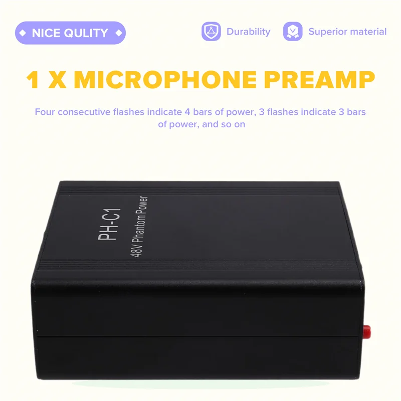 FFYY-PH-C1 Microfone Pré-amplificador 48V Phantom Power Compacto Alto Ganho Microfone Booster Microfones Equipamento de Gravação de Música