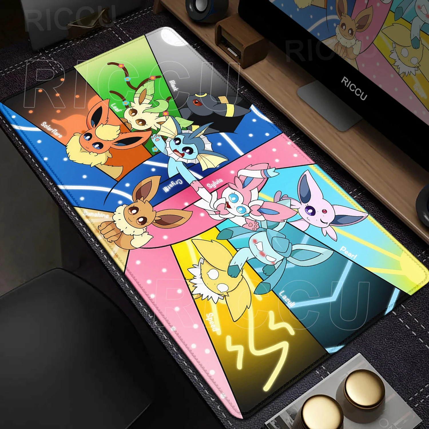 Game Card Mousepad Eevee XXL Desk Mat Pokémon Anime Peripheral Pokemon HD Large MouseMat E-Sports Cabinet Deskpad PC Accessories