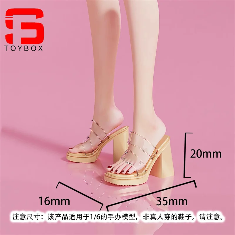 Sandali con tacco grosso femminile in scala 1/6, scarpe modello adatto per bambole con corpo di action figure da soldato da 12 pollici