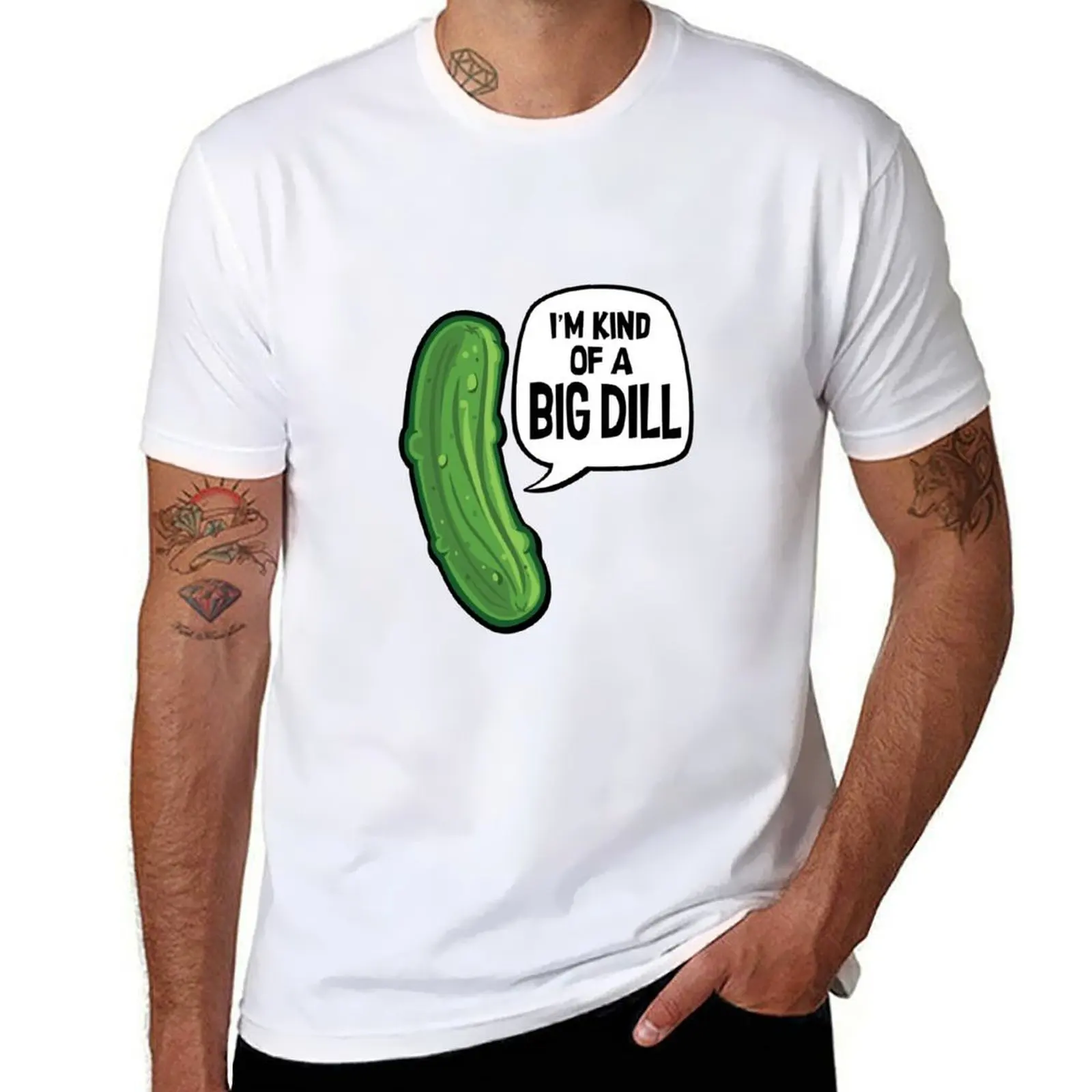 Camiseta de algodón con texto en inglés "I'm Kind of A Big Dill - Funny Dill Pickle Stuff", camiseta 100% para hombre, camiseta de marca de lujo 100% algodón
