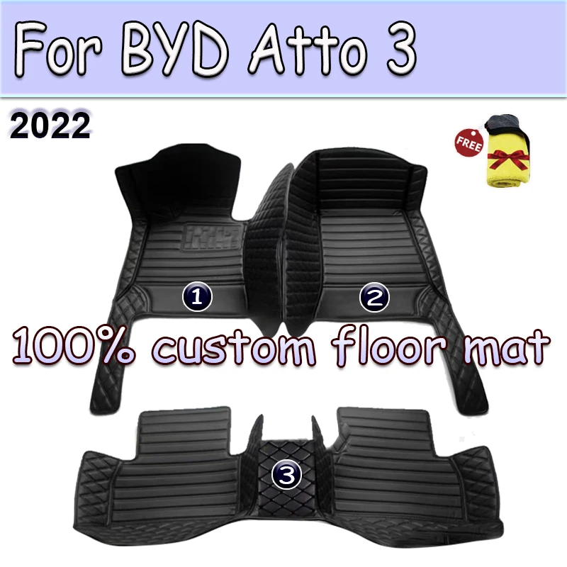 

Custom Car Floor Mats for BYD Atto 3 2022 Year Eco-friendly Leather Car Accessories Interior Details