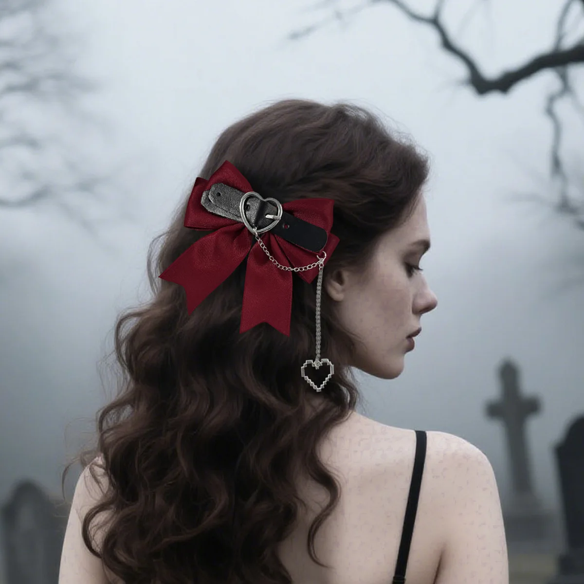 

Women's Hair Clip Gothic Style Love Bow Cool Sweet Fashionable Personalized Barrette Punk Lolita Cos High-quality Accessories