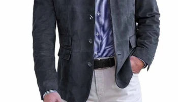 Autumn Winter Men's Casual Suede Blazer Jacket Long Sleeve Solid Color Single Breasted Button Fashion Jackets 6