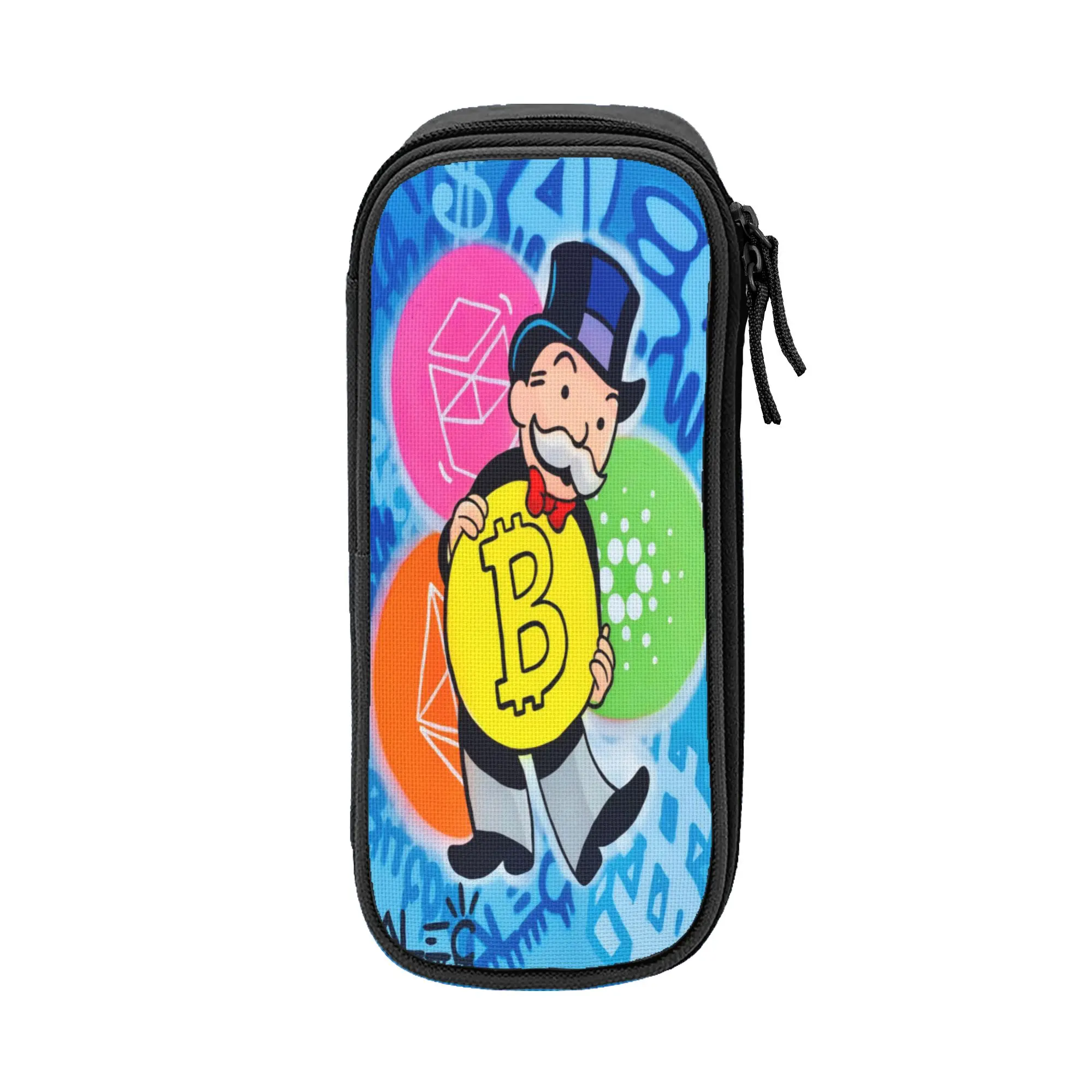 Creative Alec Monopolys Pencil Case  Pencil Pouch Pen Holder for Student Big Capacity Bag Office Zipper Stationery