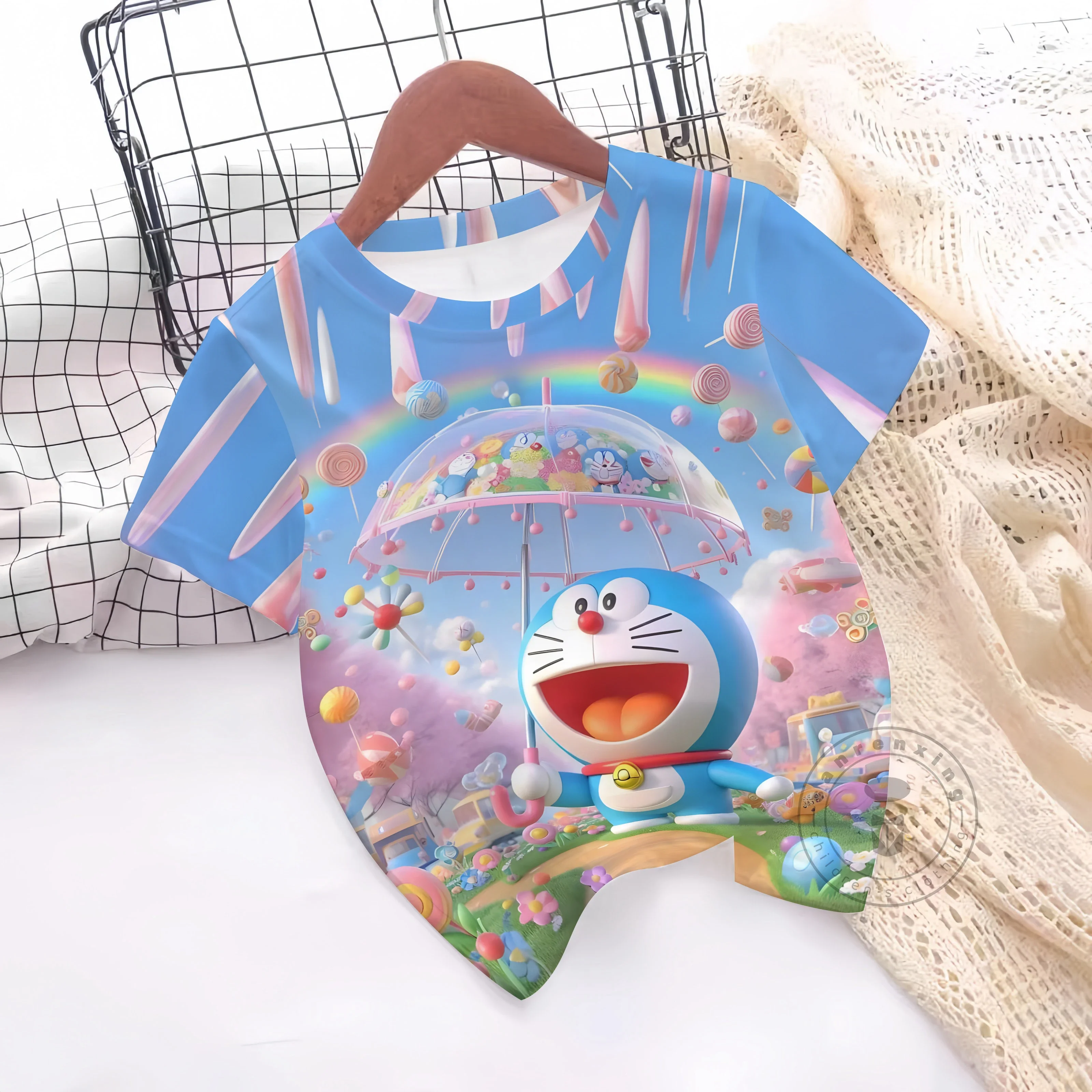 

Kids Clothes T-Shirt Boy Short Sleeve Top Cartoon Doraemon Kawaii Girls Summer Clothes Child T-Shirt Children's Clothing