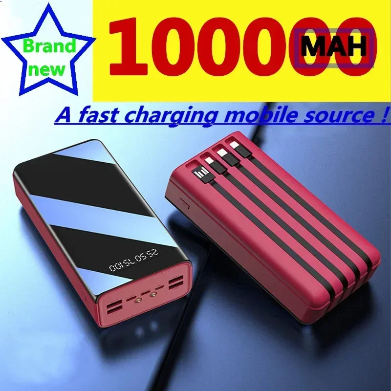 Power Bank 100000Mah Type C Micro USB Fast Charging Power Bank Led Display Portable External Battery Charger For Tablets