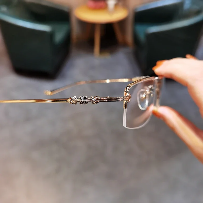 نظارات قصر النظر الضوئية/المضادة للضوء الأزرق نظارات رجال الأعمال متعددة الاستخدامات نصف إطار نظارات قصر النظر 0 إلى -6.0 #6