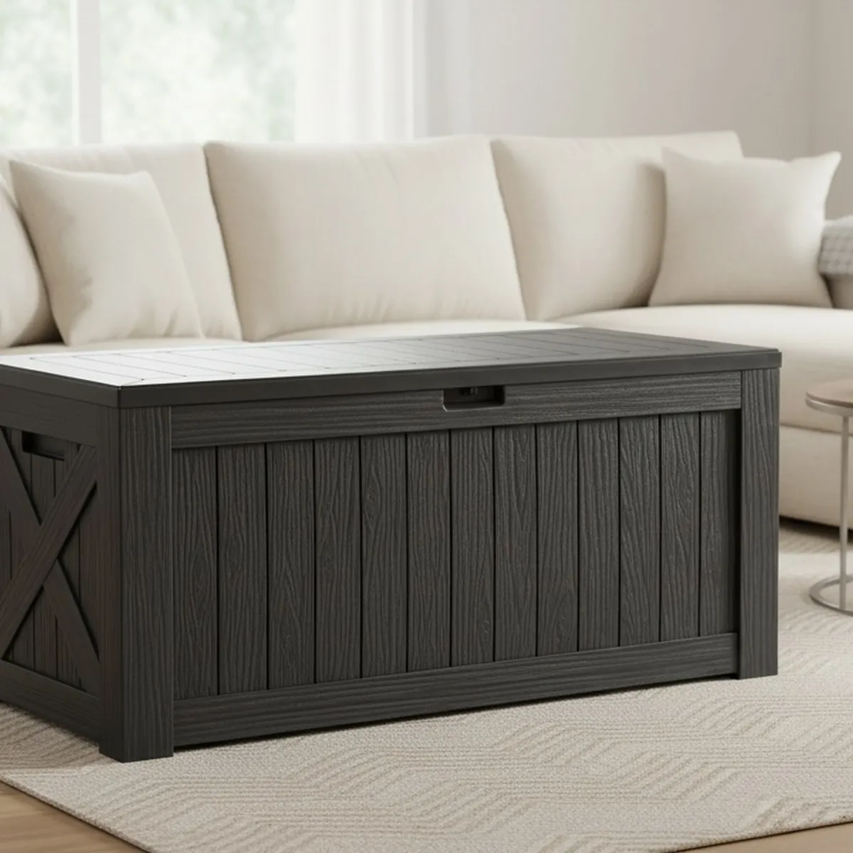 Large 120 Gallon Outdoor Deck Box Waterproof Resin Patio Furniture Storage Chest Garden Tools Pool Deck Box