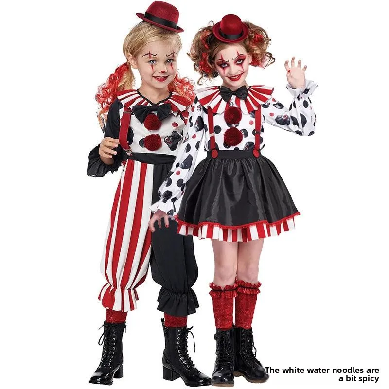 Costume da clown per bambini Performance Par Costume da spettacolo per festival per ragazze Costume da Halloween Palcoscenico etnico tradizionale...