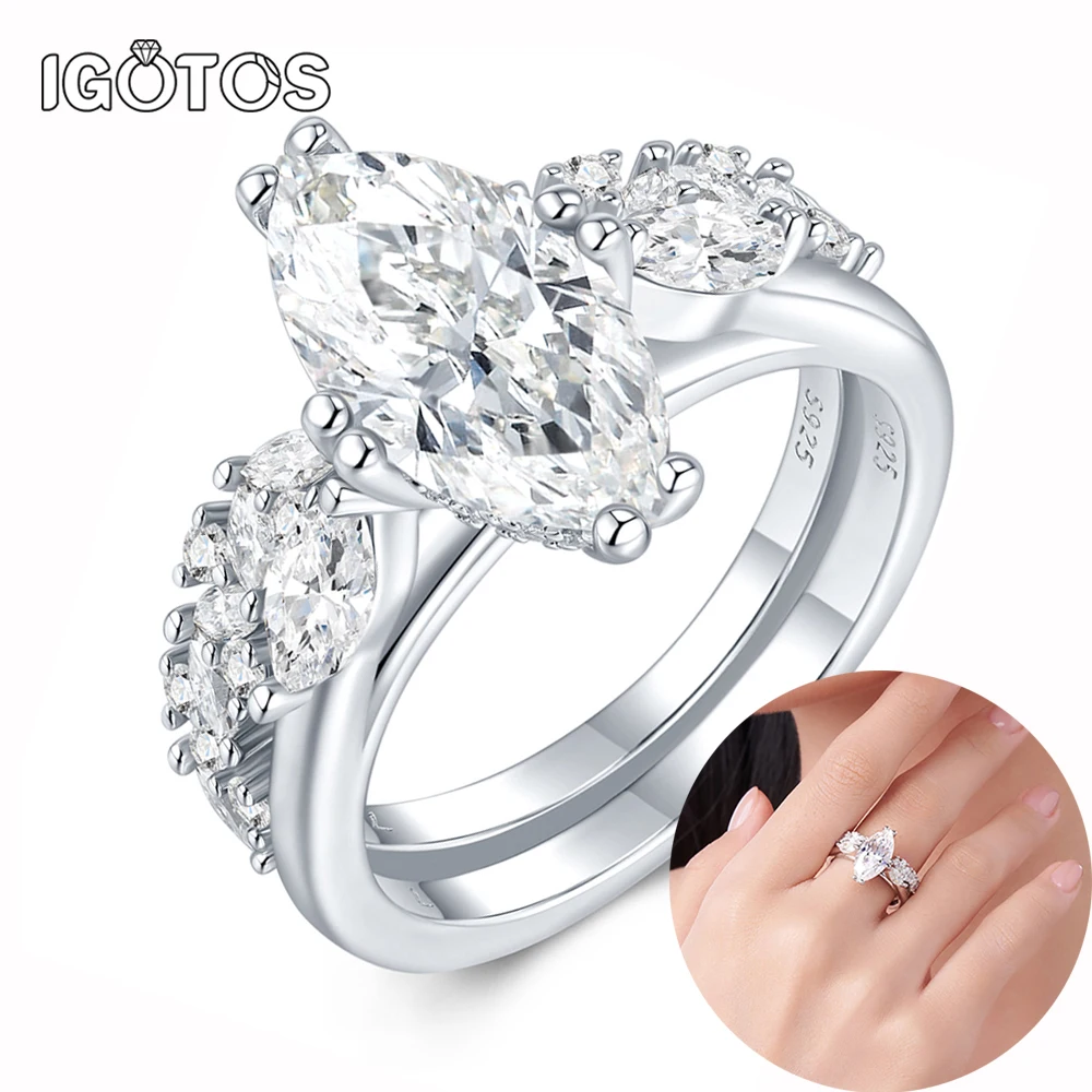 

3CT Marquise Cut Full Moissanite Ring for Women 925 Sterling Silver Engagement Wedding Bands Luxury Diamond Fine Jewelry Gifts