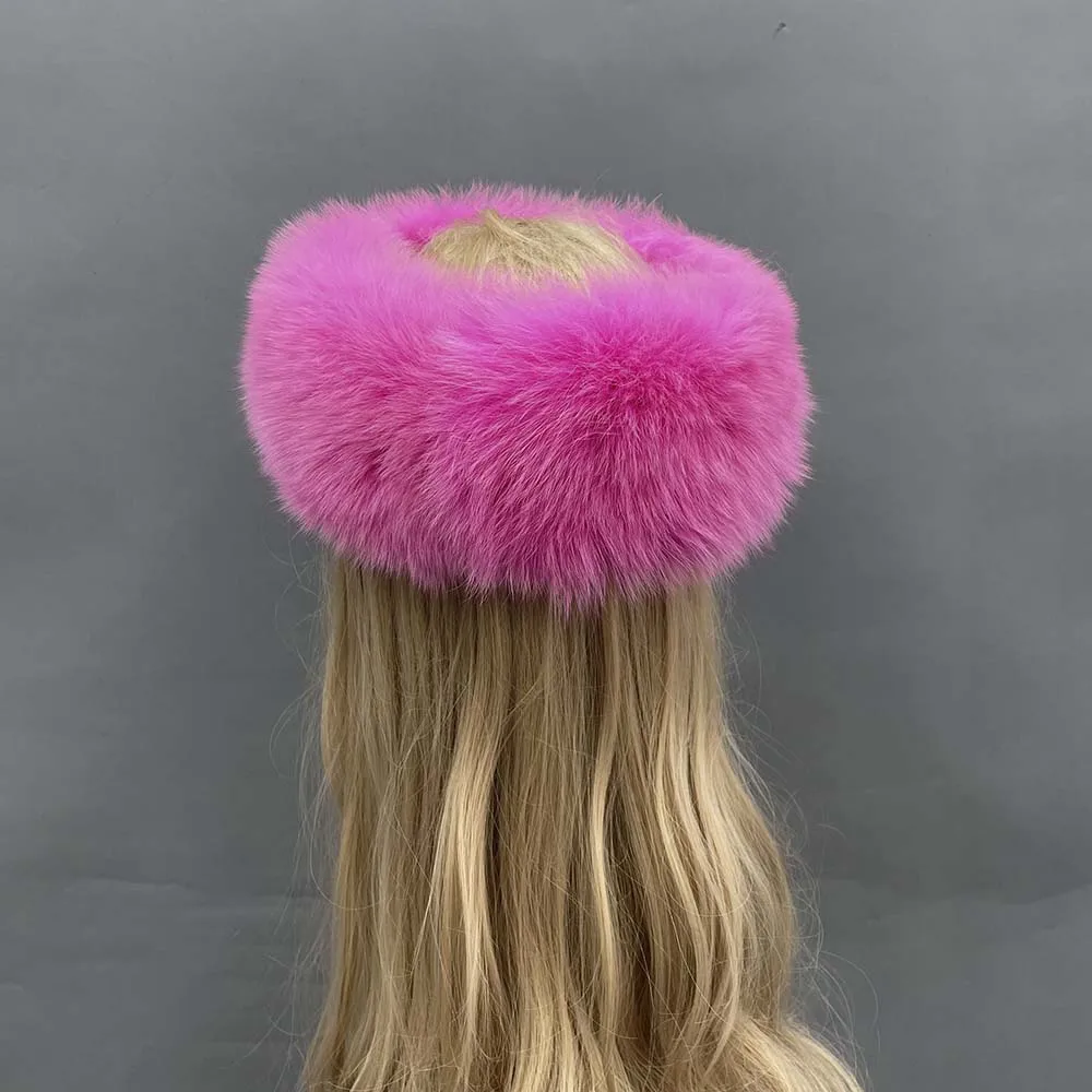 MISSJANEFUR Fur Headband Women 2022 Russia Luxury Fashion Real Fox Fur Headwear Party Outdoor Ski Warm Earwarmer Winter Hat