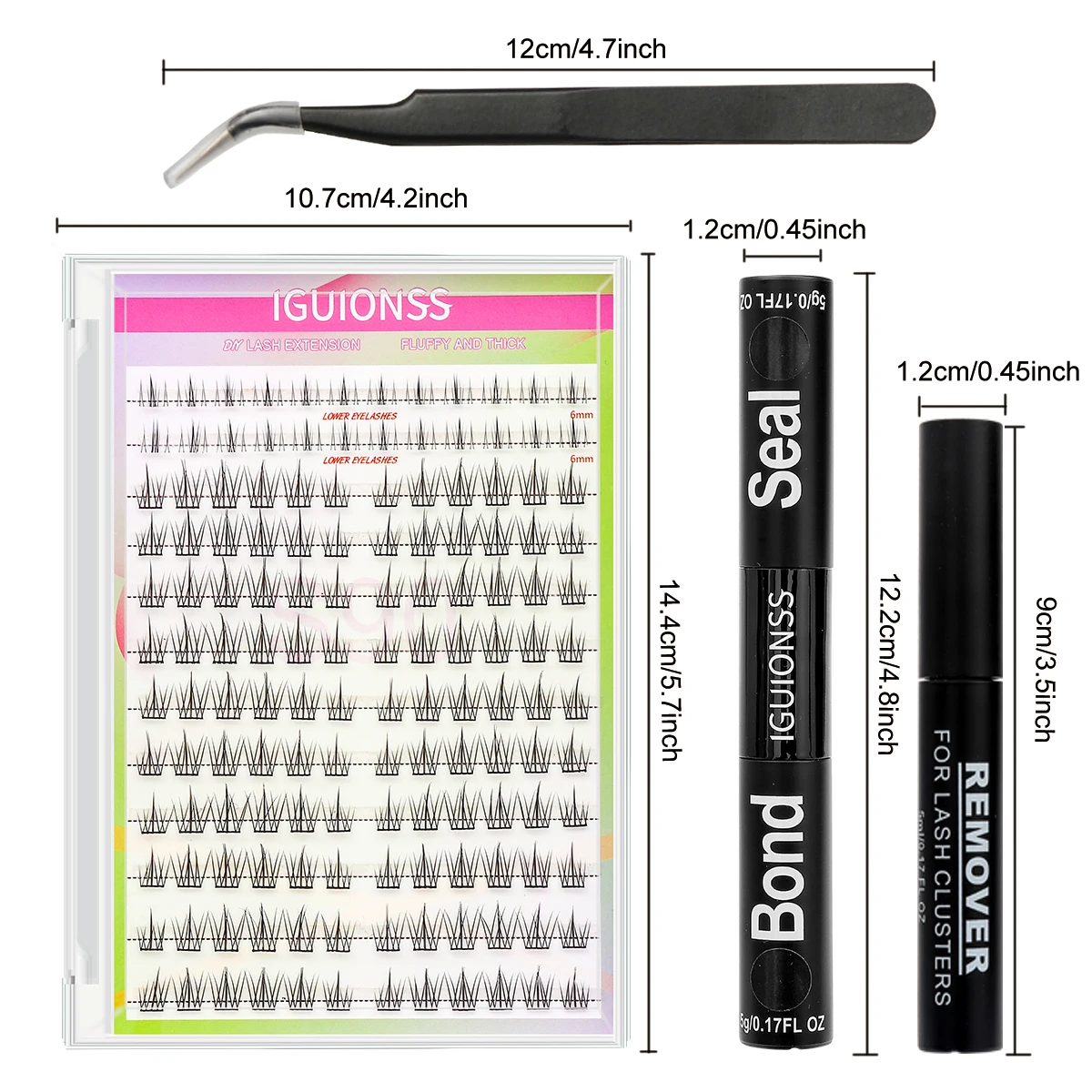 False eyelash kit IG05 Natural independent eyelash with eye black and sealing remover and tweezers D curl eyelash extension kit