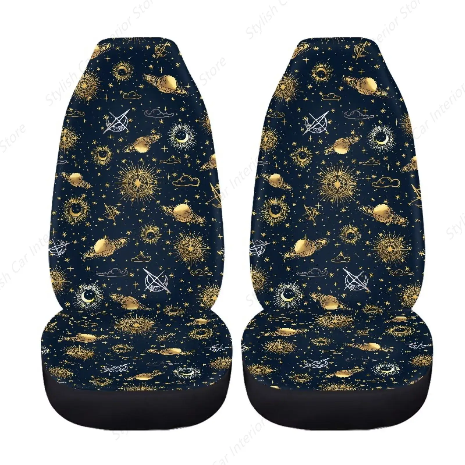 

Star Moon Sun Print Car Seat Covers Front Set, Universal Fit Automotive Bucket Seat Covers for Truck Sedan SUV, Easy to Install