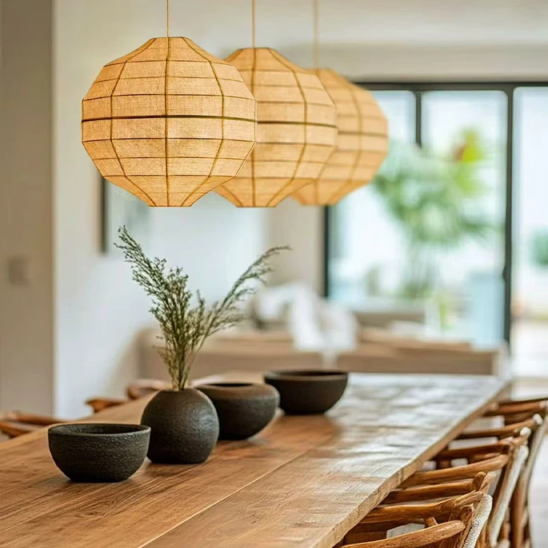 Japanese Wabi Sabi Fabric E27 Pendant Light Living Dining Room Bar Led Droplight Lighting Home Decor Bedroom Lustre Hanging Lamp view 5