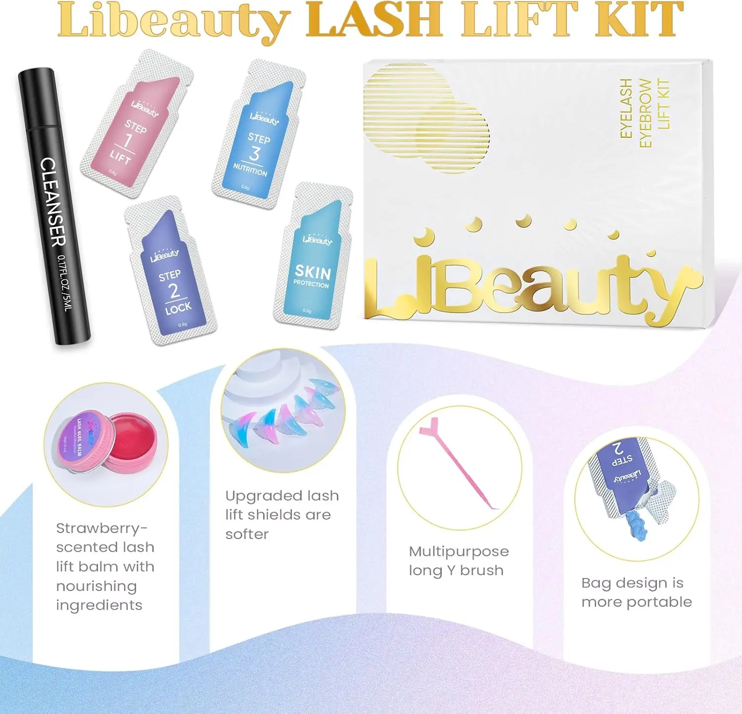 Libeauty Lash Lift Kit Eyelash Perming Set with Balm & Shields Updated For Easy Application Includes Lash Lift Balm And Home Use