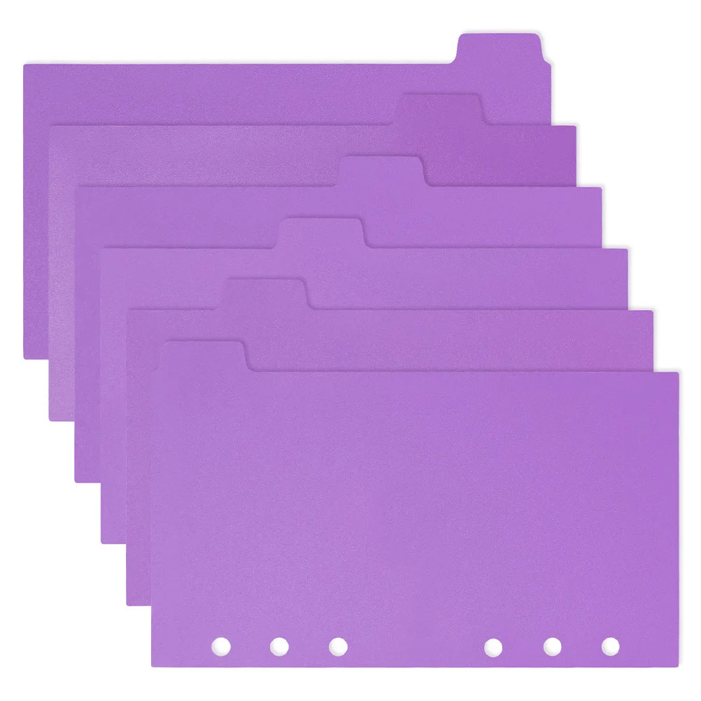 Divisori indice per schede raccoglitori A6 Divisori di carta a 6 anelli Separatori di linguette in plastica per quaderni Riviste Rapporti Pagina divisoria