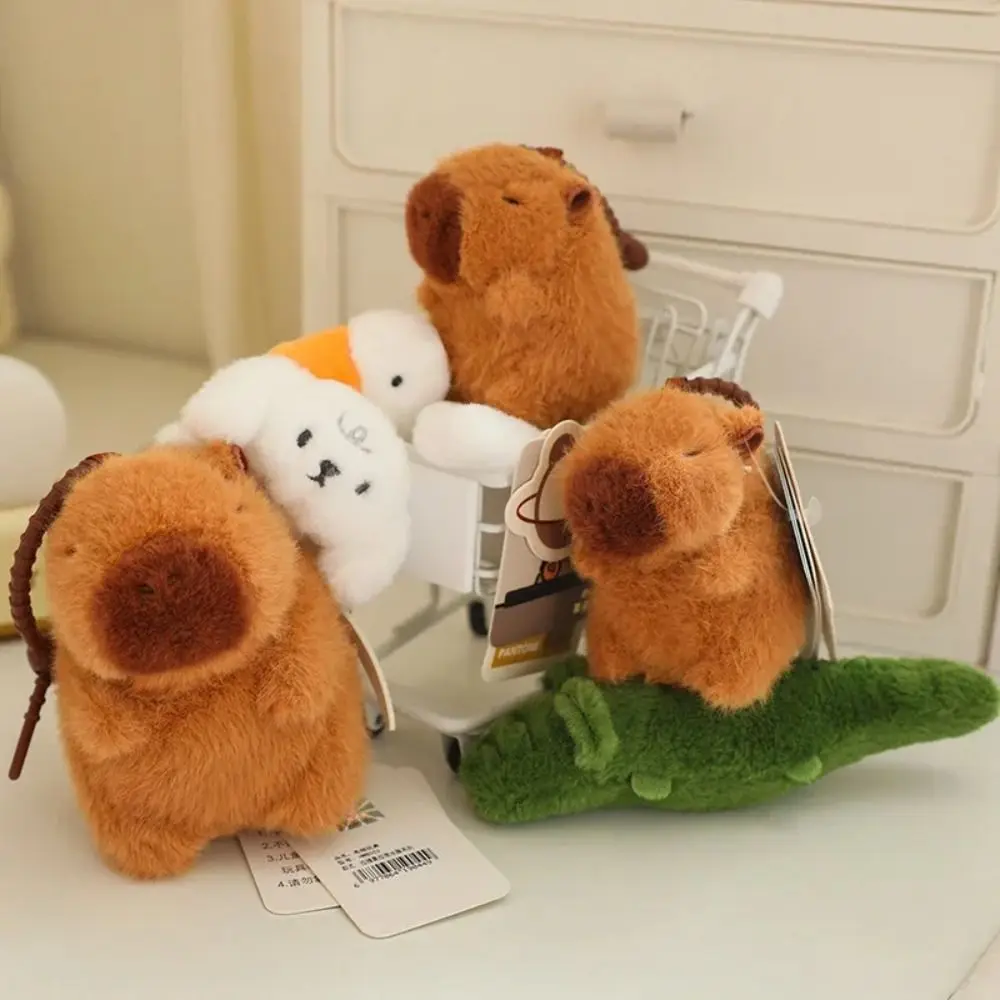 Fique fio capivara pingente de pelúcia ganso cão capivara chaveiro de pelúcia bonito engraçado capivara boneca de pelúcia presente de aniversário