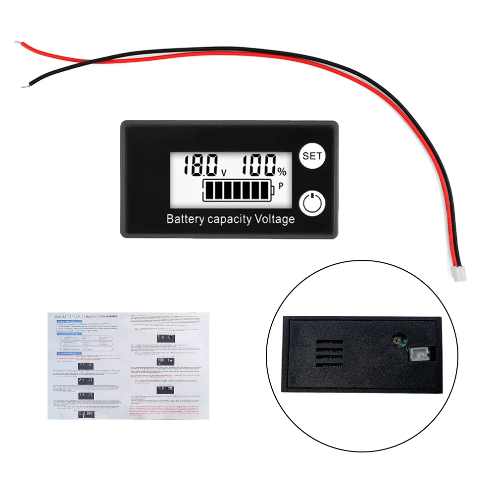 6133A DC8-100V Battery Meter Indicator Voltage Meter Lithium LiFePO4 Car Motorcycle Voltmeter Voltage Gauge 12V 24V 48V 72V 84V