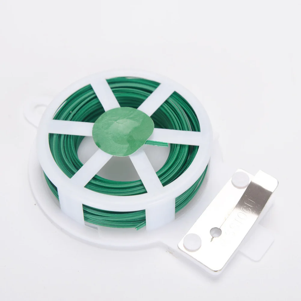 

2PCS Plastic Coated Iron Wire Ties Gardening Fixed Strap Tying Rope with Wire Metal Wire Cable Core Tie 50M (Green)