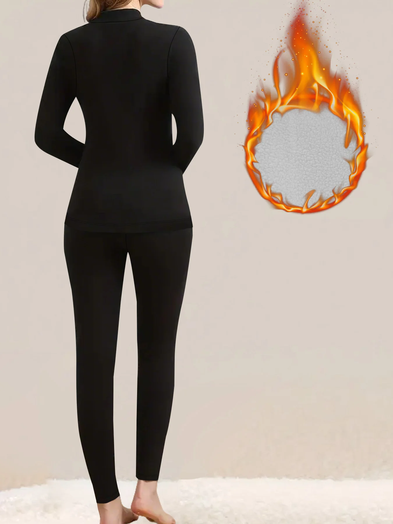 عبوتان من السراويل الضيقة الحرارية المبطنة بالصوف مع جيوب للنساء. تصميم عالي الخصر من القماش الناعم السميك مثالي للتدريبات الشتوية واليوجا #2