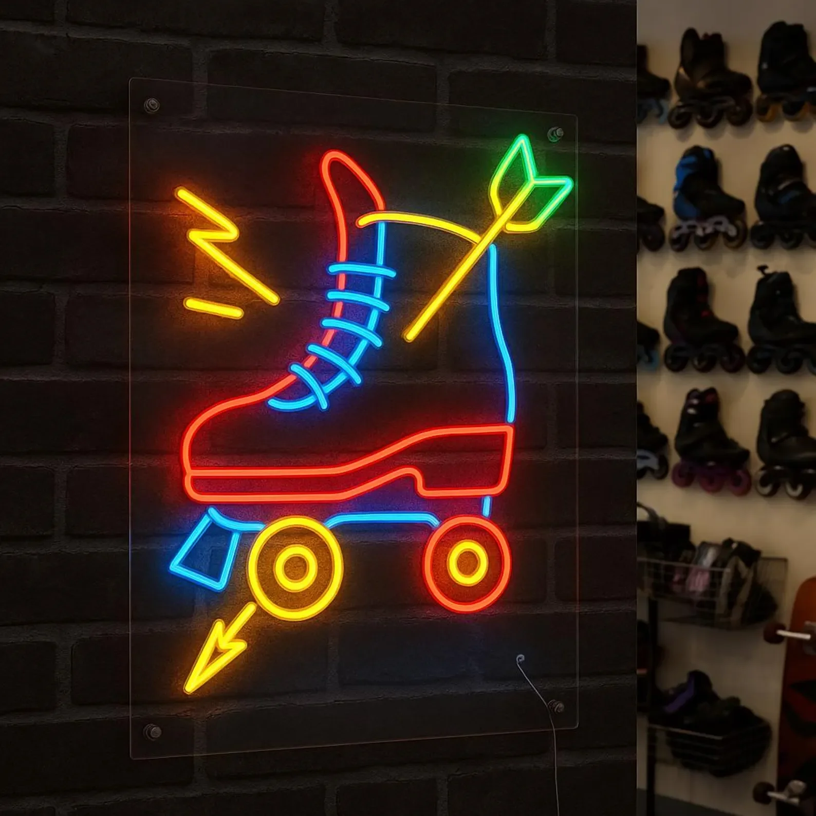 Roller Skate Neon Sign,Extreme Sport Decor,Gift Ldea For Roller Skater,Rollersport Decor,Street Skating Neon,Business Neon Sign