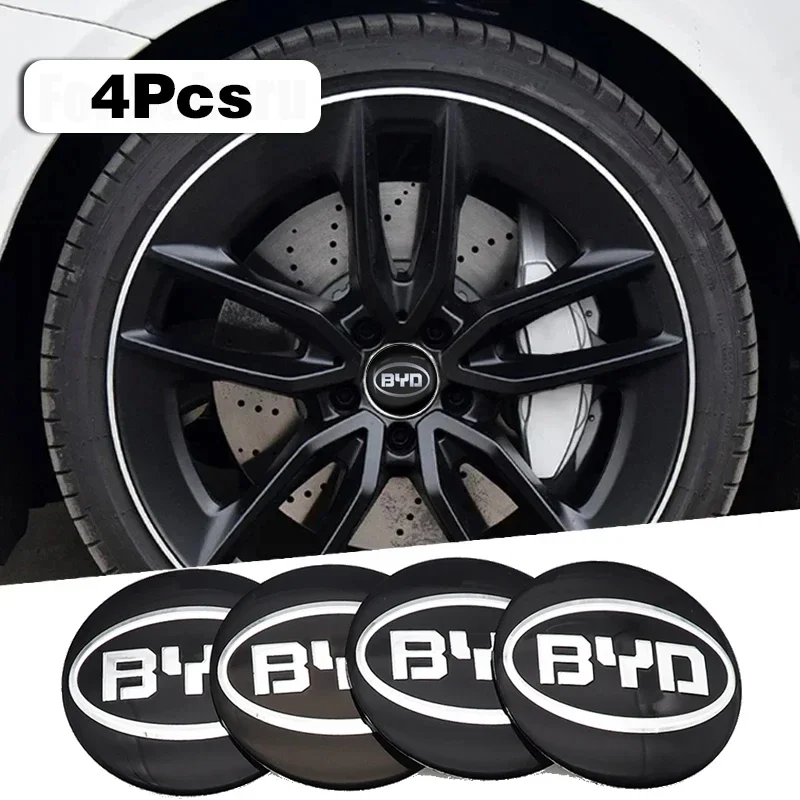 4Pcs 56mm Car Wheel Hub Caps Cover Rim Sticker Reflective Badge For BYD Tang F3 E6 Atto 3 Yuan Plus Song Max F0 G3 I3 Ea1 Dmi G6