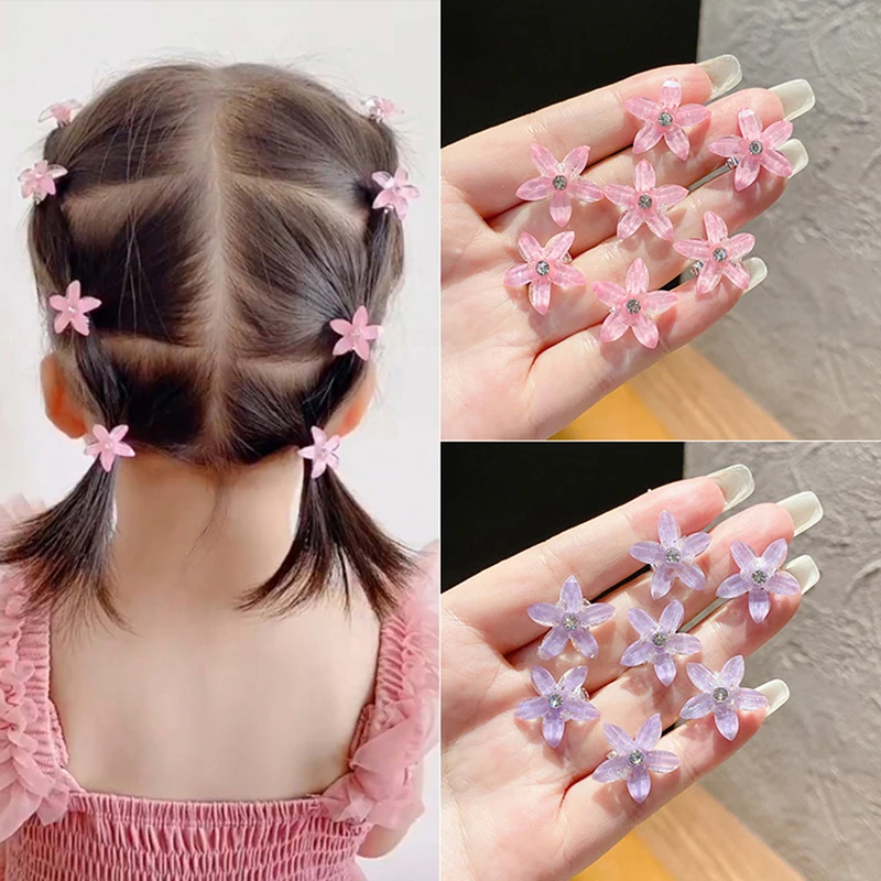 10pcs Children's Hair Clip Braided Hair Small Flower Hair Buttons  Girl Cute Headdress Girl Mini Hair Claw Hair Accessories