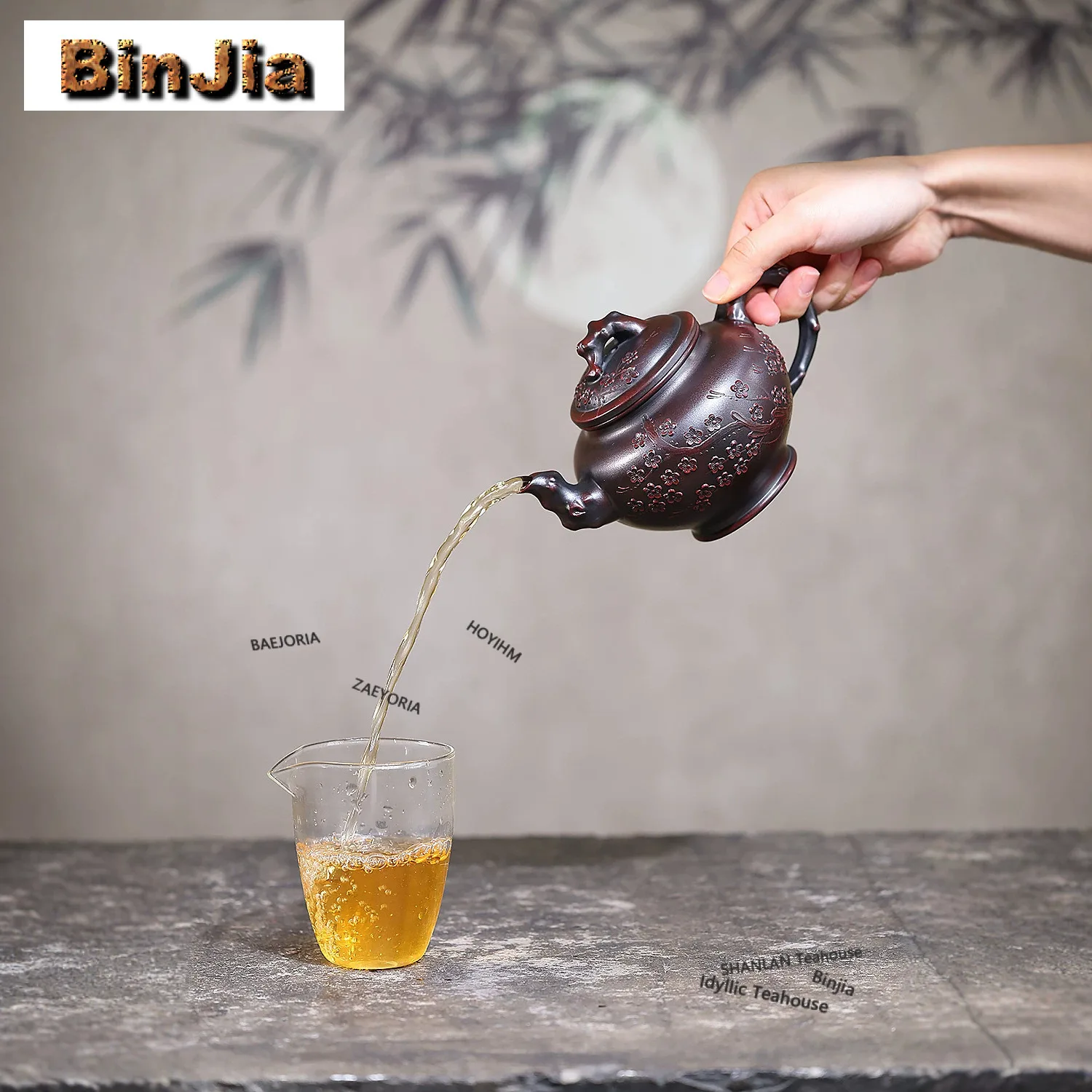 460ml High-end Yixing Purple Clay Teapots Handmade Plum Bossom Pot Raw Ore Ancient Black Mud Kettle Chinese Zisha Tea Set Gift