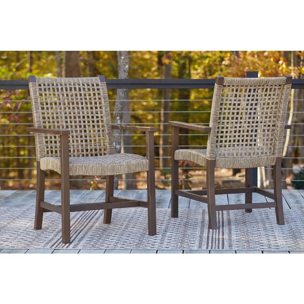 Outdoor Germalia Eucalyptus Patio Arm Chair, 2 Count, Brown