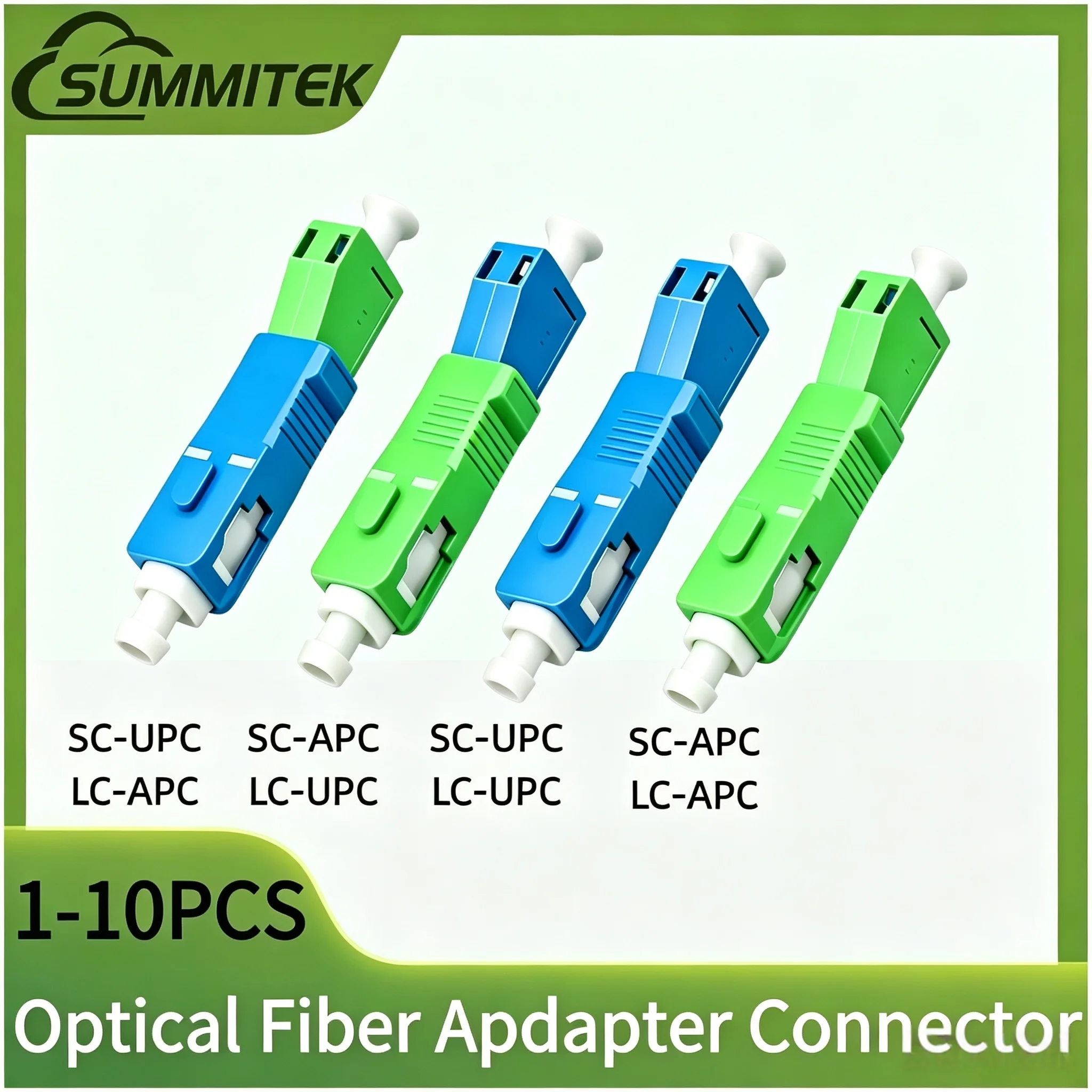 SUMMITEK SC APC Male to LC UPC Female Fiber Optic Adapter Fiber Connector Singlemode Suitable for Fiber FTTH Cable Tester