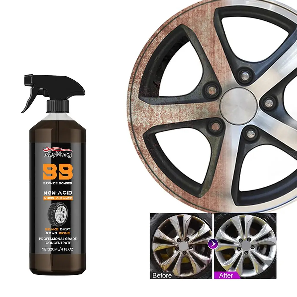 120ML Wheel Cleaner Spray Anti-rust Per Rust Iron Removal Tire Scratch Repair Dirt Cleaning Cleaner Agent Minor S0D8