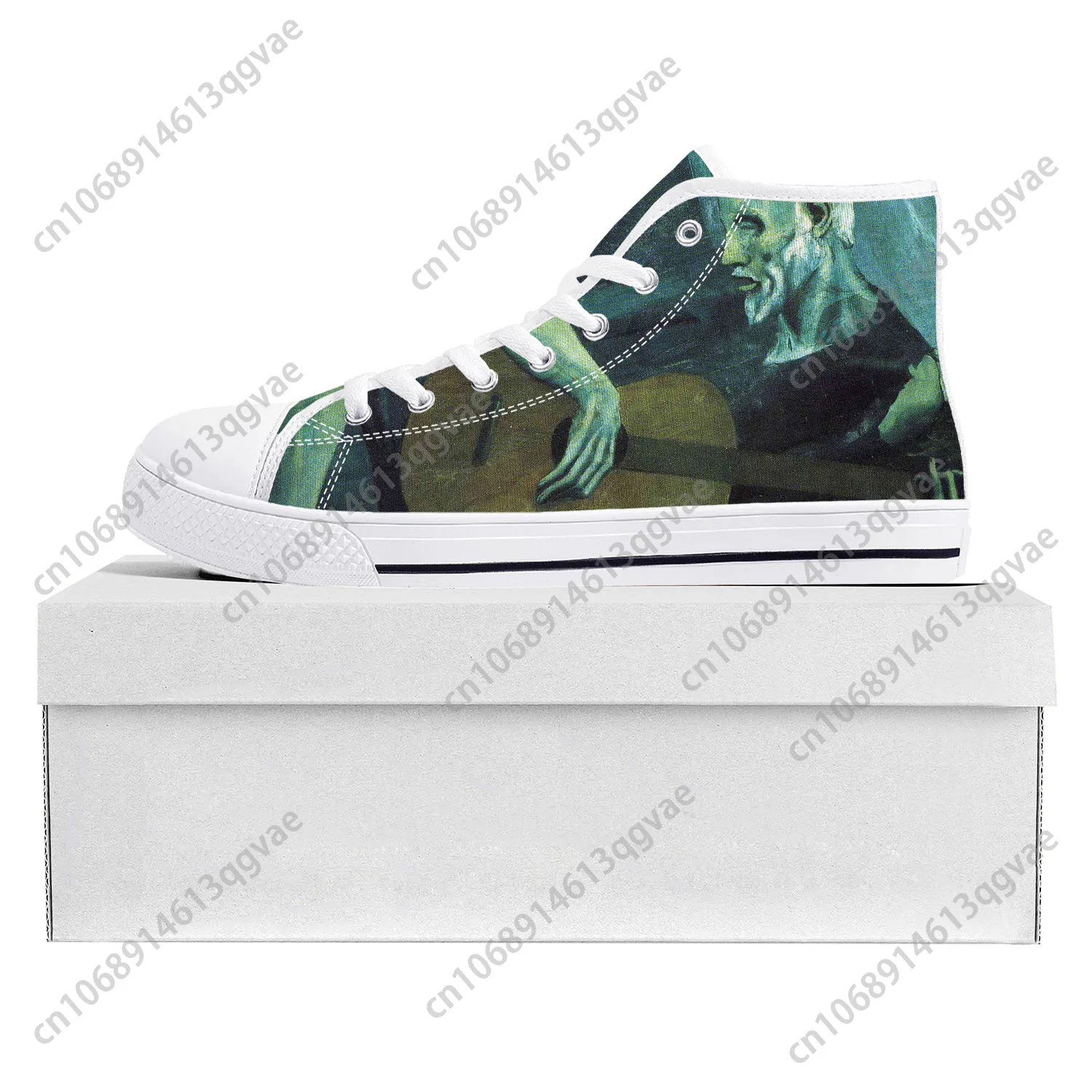 Picasso Famous Oil Paint Old Guitarist High Top High Quality Sneakers Mens Womens Teenager Canvas Sneaker Couple Custom Shoes