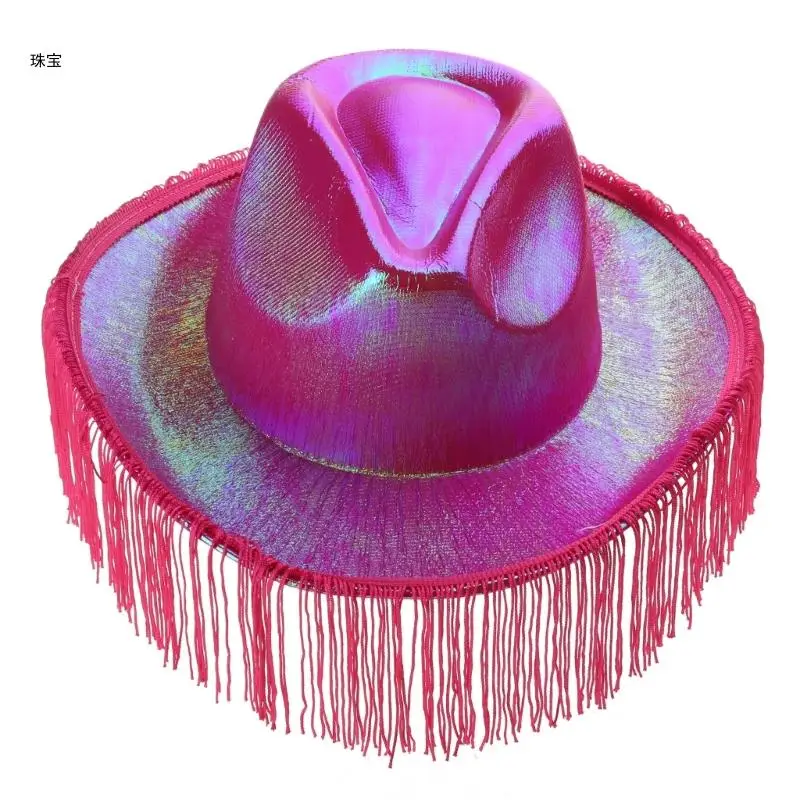 X5QE Unisex Tassel Fedora Hat for Daily Elegant Lady Photoshoot Color Hat